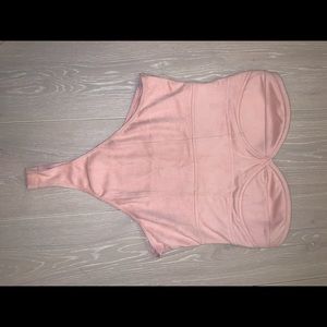 Pink velvet bodysuit